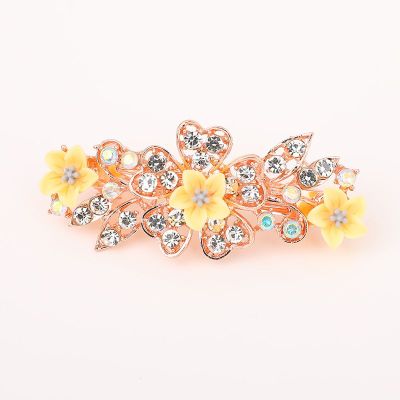 Rose Gold 6cm Diamond Plus Fresh Flowers Spring Clip