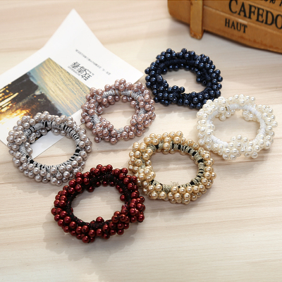 Can customize the Korean version of the fashion new crochet rubber band hair jewelry pearl hair ring headrope accessories wholesale
