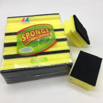 FR308-10p Black I-Shaped Scouring Sponge, Sand Scouring Pad Cleaning Sponge Block