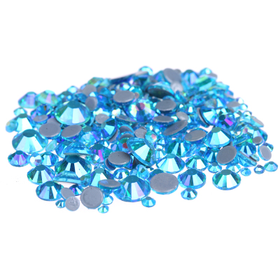 Aquamarine AB Hotfix Crystal Rhinestones ss6-ss30 And Mixed Glue Backing Iron On Glass Stones Applique  DIY Decoration