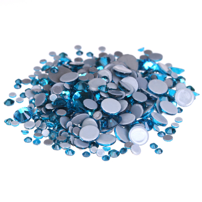 Dark aquamarine Hotfix Crystal Rhinestones ss6-ss30 And Mixed Glue Backing Iron On Glass Stones Applique  DIY Decoration