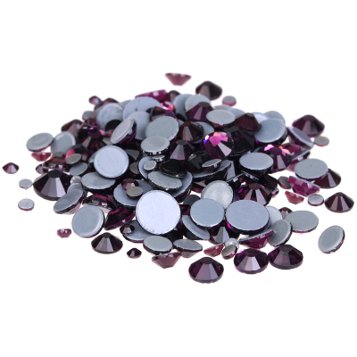 Amethyst Hotfix Crystal Rhinestones ss6-ss30 And Mixed Glue Backing Iron On Glass Stones Applique  DIY Decoration