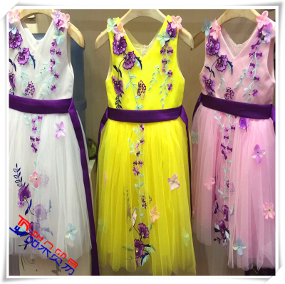 Girls' dress summer dresses new lace gauze dress children summer foreign princess skirt student costumes.