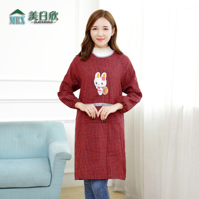 Pure Cotton Little Bunny Overclothes Sleeved Apron Kitchen Household Cleaning Protection Bib Factory Direct Sales Home