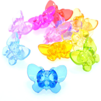 Children's Acrylic Crystal-like Transparent Back Hole Butterfly Color Pendant DIY String Beads Materials Pendant Gem Toy