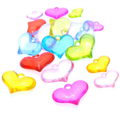 Children's Toy Gem Play House Imitation Crystal Acrylic Beads Glossy Hanging Hole Peach Heart DIY Beads Sold by Jin