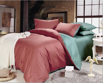 Simple double spell set of pure color twill bed quilt cover for 4 pieces of bedding.