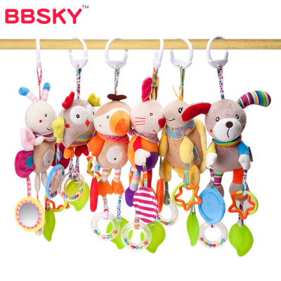  BBSKY cartoon animal bed with baby toy car hanging