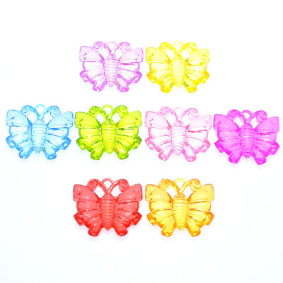 Transparent Colorful Cartoon Butterfly Acrylic Beads Imitation Crystal Pendant DIY Ornament Accessories Kids Gem Pendant