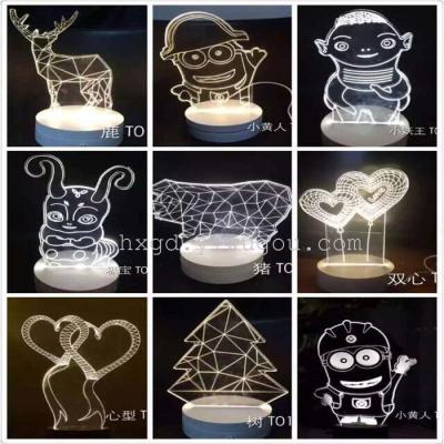 Hot New Night Light 3d Stereo Vision Lamp Led Color Lamp Cabinet Wall Lamp Bedside Lamp Creative Lamp