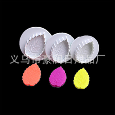 3PCs Leaves Rose Flower Leaves Plastic Spring Embossing Mold Biscuit Mold DIY Baking Fondant Cake Mold