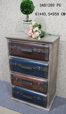 Custom-made antique storage cabinet of solid wood furniture locker room drawer cabinet.
