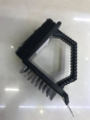 Dualpurpose barbecue wire brush with right Angle