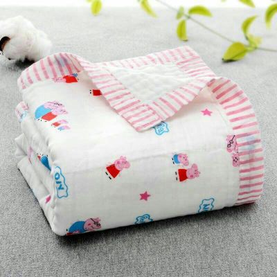 Neonatal class A pure cotton covered blanket mercifully gauze bath towel soft and thick absorbent color bag edge cartoon children