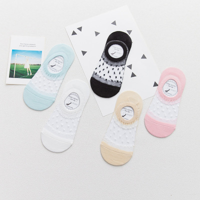 spring and summer all-cotton socks lace invisible socks with pure color,thin slip, shallow-proof shallow-proof socks.
