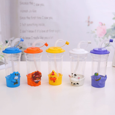 Manufacturer direct shot plastic straw cup small fresh water cup Korean fashion color water cup large capacity suction cup