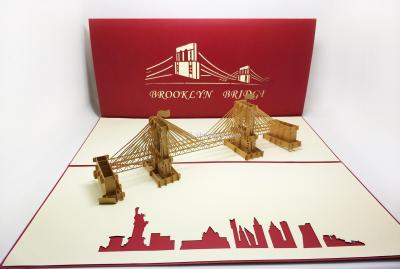 Foreign travel creative 3D card customized wholesale paper carving festival bless the brooklyn bridge.