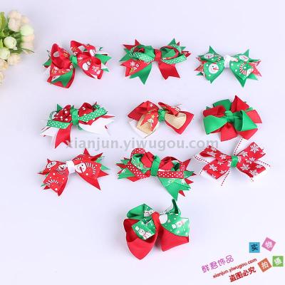 Handmade bowknot hairpin hair ornament headdress color fish mouth with Christmas head.