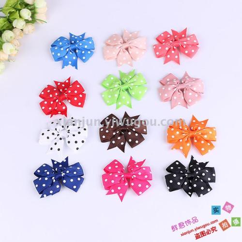 xianjun bow hairpin lady princess fabric fish mouth clip solid color side clip polka dot hair accessories