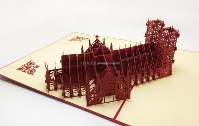 Foreign travel creative 3D card customized wholesale paper carving festival bless the Westminster church.