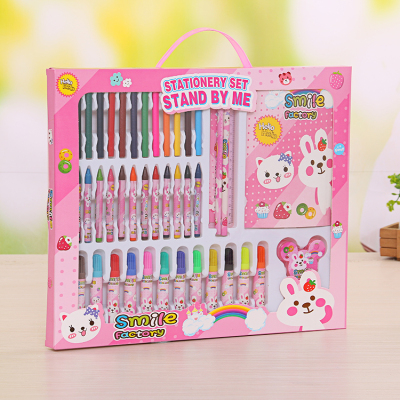 New creative children's gift box stationery set children's drawing crayon watercolor pen combination set