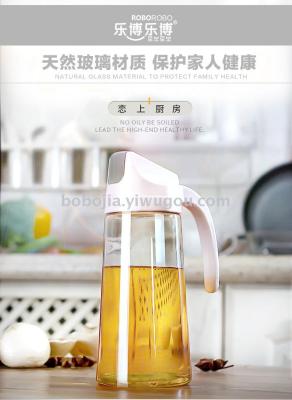 Lebo japanese-style automatic opening and closing of leakproof glass oil can large household kitchen writing process capping vinegar soy sauce bottle