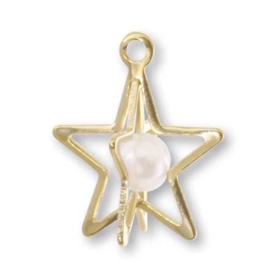 DIY Earrings Material Package Three-Dimensional Hollow Stars with Pearl Hollow Five-Pointed Star Copper Sheet