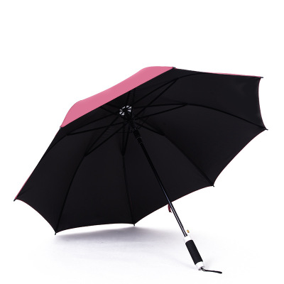 2017 new automatic long handle vinyl-double umbrella 8 bone commercial outdoor custom logo advertising qing umbrella