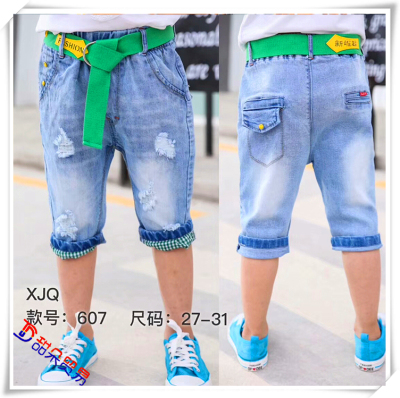 Boys' jeans 2019 spring and autumn new Korean version of Korean fashion children's zhong da children's trousers spring 