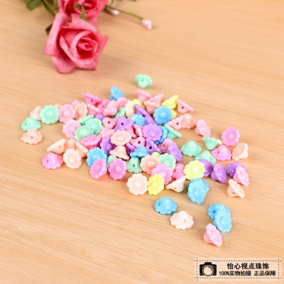 DIY jewelry accessories acrylic solid color flower back hole bead loose bead material children string beads