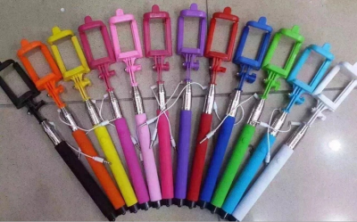 Selfie stick with wire groove color clip 7 tubes integrated folding wire control z07 -- 5f 6s color clip Selfie stick