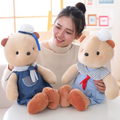 Hot selling popular super cute and comfortable doll bear and rabbit with navy uniform plush toy