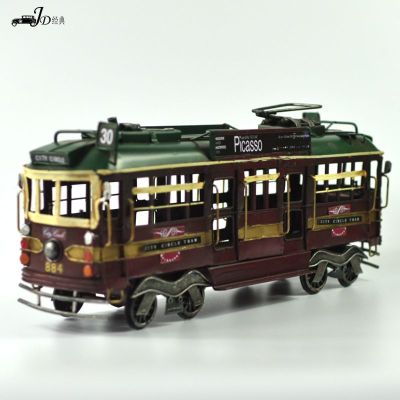 Iron art retro tram model simple home furnishing bar restaurant cafe decorative arts and crafts creative gifts.