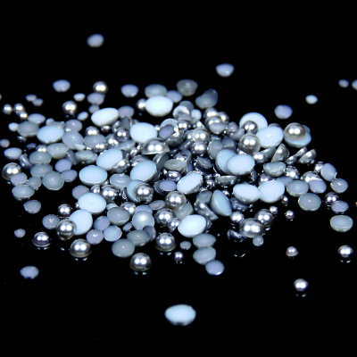 1.5-14mm Dark gray Half Round Resin Pearls Flatback Imitation Crafts Scrapbooking Beads Use Glue DIY