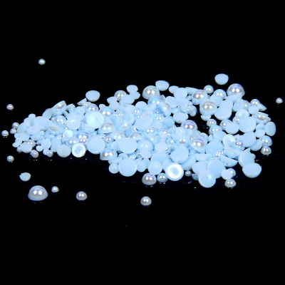 1.5-14mm Light blue Half Round Resin Pearls Flatback Imitation Crafts Scrapbooking Beads Use Glue DIY