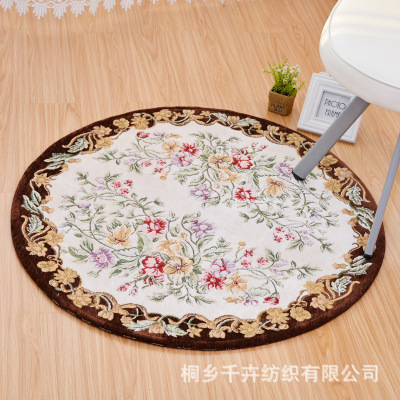 Qianqian Jacquard Carpet Swivel Chair Cushion Computer Chair Cushion European-Style Pastoral Flower round Floor Mat Non-Slip Wear-Resistant