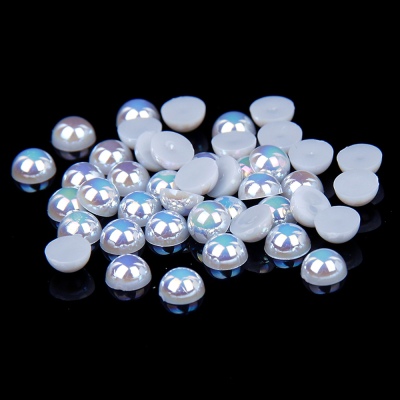 1.5-14mm Light Grey AB Half Round Resin Pearls Flatback Imitation Crafts Scrapbooking Beads Use Glue DIY