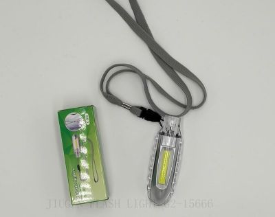 Long root flashlight YD-19B COB whistle lamp with hanging cord.