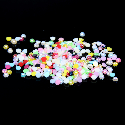 1.5-14mm Mixed colors AB Half Round Resin Pearls Flatback Imitation Crafts Scrapbooking Beads Use Glue DIY