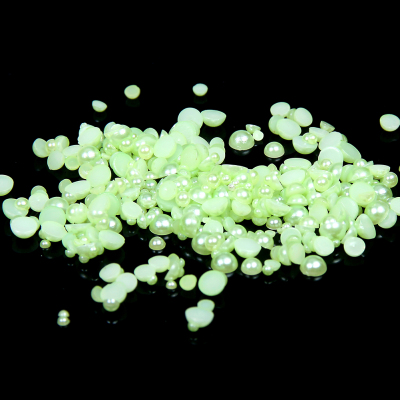 1.5-14mm Light green Half Round Resin Pearls Flatback Imitation Crafts Scrapbooking Beads Use Glue DIY