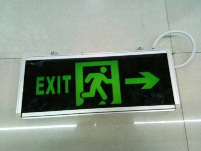 Safety exit indicator light, fire emergency light, evacuation light.