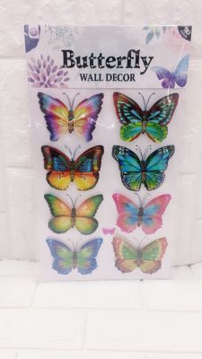 7D Colorful eight butterfly room  wall decoration stickers