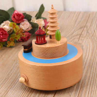 Fashion creative birthday gift girls solid wood material octave music box