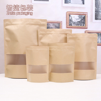 Open the window self-zipper packing bag general submembrane compound kraft paper food sealed bag candy wholesale.