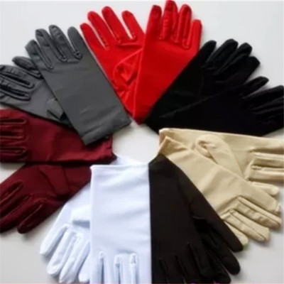 Summer Women's Thin Short Ultra-Stretch Sunscreen Spandex Gloves Black and White Jewelry Etiquette Gloves for Performance Wholesale