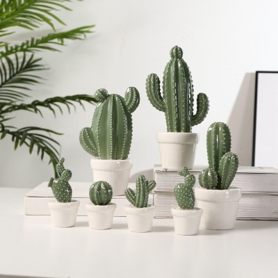 INS Nordic home decoration decoration ceramic furnishing high-temperature ceramic simulation cactus cactus ball