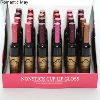 Romantic May Red Wine Bottle Lip Stain Lip Gloss Non-Stick Cup Non-Marking Red Wine Lip Glaze Lipstick Spot Makeup