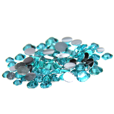 Aquamarine Color Glue On Resin Rhinestones 2mm-6mm