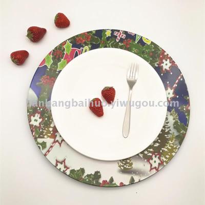 The new type of Christmas plate plastic plate 2018, the round plate of fashionable European food mat plate