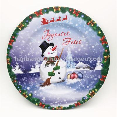 Christmas Series SnowMan Pattern Charger Plate Decorative Table Plates Decorative Plates for Home Kitchen Party Wedding Events Tabletop Decoration